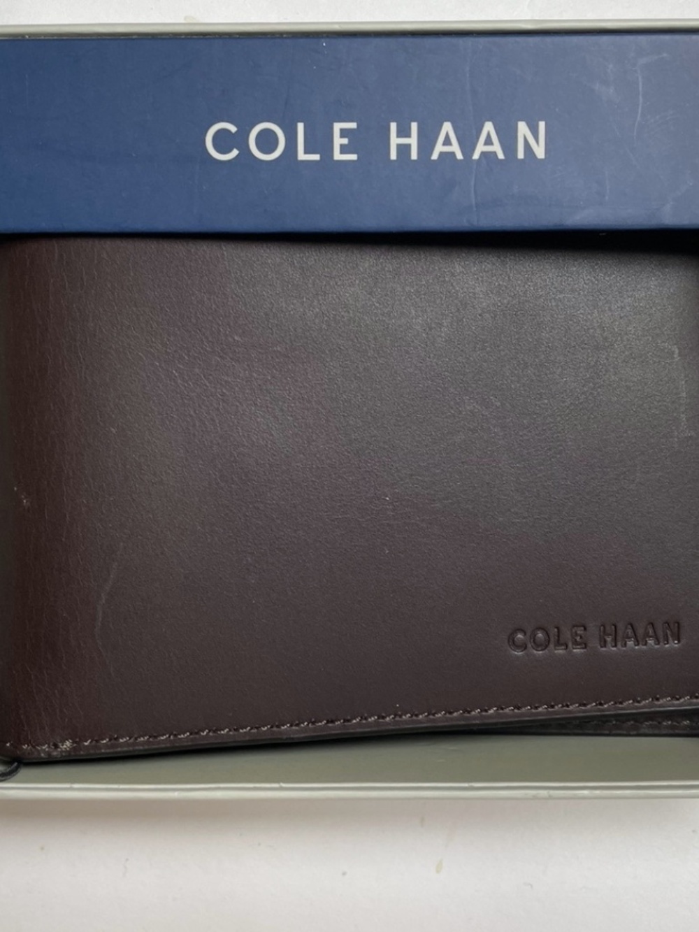 Title: Cole Haan Brown Leather Pull Up Slimfold Bifold Wallet New in Box F12786